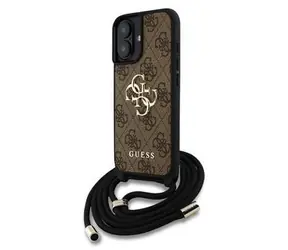 Pasek na ramię Guess PU 4G z metalowym Logo na iPhone'a 16, brązowy