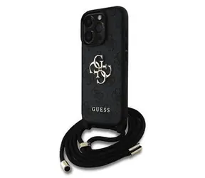 Pasek na ramię Guess PU 4G z metalowym Logo na tył do iPhone'a 16 Pro, czarny