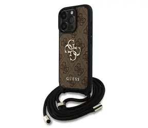 Pasek na ramię Guess PU 4G z metalowym Logo na tył do iPhone'a 16 Pro, brązowy