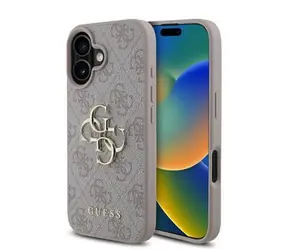 Guess PU 4G z metalowym Logo na tył do iPhone'a 16 w kolorze różowym