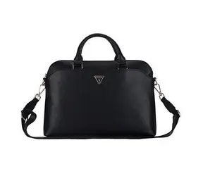 Torba na laptopa Guess z poliuretanu z ziarnistym trójkątnym Logo 13/14/15" w kolorze czarnym