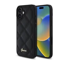 Guess PU Leather Quilted Back Cover do iPhone'a 16 PLUS w kolorze czarnym