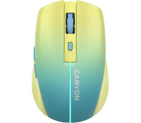 Canyon CNS-CMSW44UA żółto-niebieska / mysz optyczna bezprzewodowa / 800/1200/1600 dpi / 8 przycisków / BT+2,4 GHz / 500 mAh 