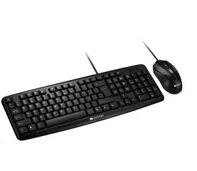 Canyon CNE-CSET1-CS czarny / klawiatura przewodowa + mysz optyczna 1000 DPI / USB-A / układ CZ/SK 