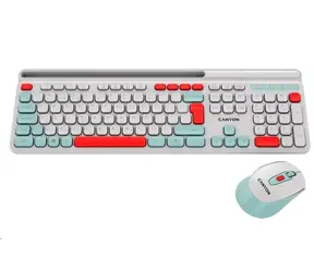 Canyon CNS-HSETW5WT-CS biały / bezprzewodowa klawiatura SET CS + mysz optyczna / 2,4 GHz / 105 klawiszy / CZ/SK