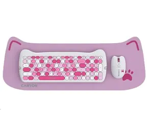 Canyon Kitty edition HSET- W6 różowy / bezprzewodowy SET CS klawiatura + mysz optyczna + etui ochronne + podkładka