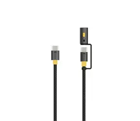 Cable Tactical Stinger USB-C/USB-C 1,5 m czarny / moc do 60 W / latarka 1 W