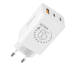 Ładowarka podróżna Obal:Me GaN USB-A + 2xUSB-C 65W, biała