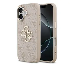 Guess PU Leather 4G z metalowym Logo w złotej ramce na iPhone'a 17 w kolorze różowym