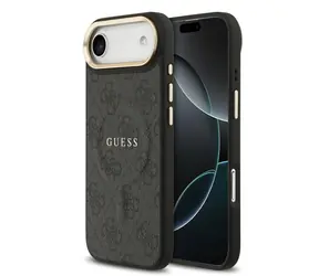 Guess PU Leather 4G Gold Frame MagSafe Back Cover do iPhone'a 17 Air Black