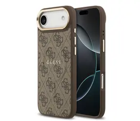 Guess PU Leather 4G Gold Frame MagSafe Back Cover do iPhone'a 17 Air Brown