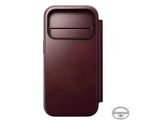 Nomad Modern Leather Folio Case do Apple iPhone 17 Pro w kolorze bordowym (Horween)