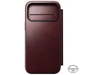 Nomad Modern Leather Folio Case do Apple iPhone 17 Pro Max w kolorze bordowym (Horween)