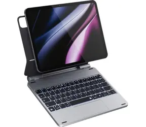 Etui z klawiaturą Epico Aluminium, ochronne etui z klawiaturą DE do Apple iPad Pro 11" (M4), szaro-srebrne