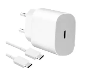 Ładowarka podróżna Samsung (EP-TA800EWE + EP-DG980BWE) 25 W USB-C/USB-C + kabel do transmisji danych, biała