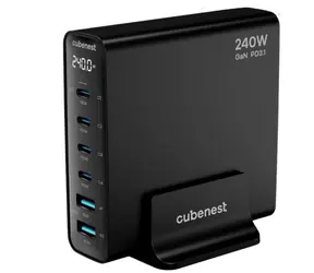 Cubenest S6D0 GaN 240W czarny / 4× USB-C / 2× USB-A / 5A / GaN / Power Delivery 3.1