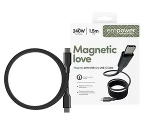 PanzerGlass empower Magnetic 240 W USB-C do USB-C 1,5 m czarny