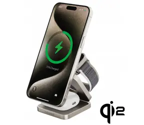 Ładowarka bezprzewodowa Qi2 Cubenest 3w1 magnetyczna SQ312 Fold Pro tytanowa / 3w1 składana bezprzewodowa ładowarka magnetyczna Qi2