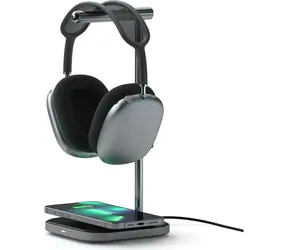 Stojak na słuchawki Satechi 2w1 z ładowarką bezprzewodową, szary / Stojak na słuchawki z ładowarką bezprzewodową / USB-C / aluminiowy