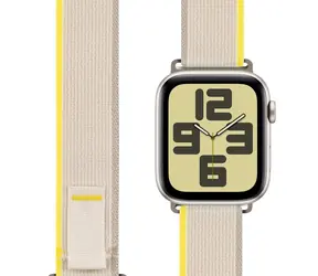 Pasek tekstylny Obal:Me do zegarka Apple Watch 42-49 mm ML beżowy/żółty