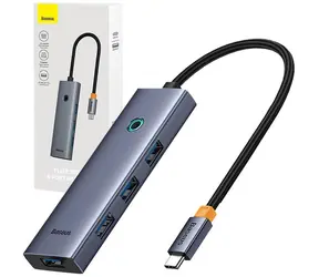 Hub Baseus UltraJoy 4w1 USB-C na 4xUSB 3.0 szary