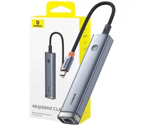 Baseus B00052801811-03 UltraJoy HUB AIR USB-C do 1x HDMI + 2x USB3.0 + 1x USB-C + 1x RJ45 szary