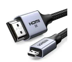 Kabel adaptera Ugreen HD164 micro HDMI - HDMI szary / 2m / 8K