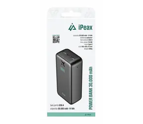 iPEAX Powerbank 30000 mAh 10,5 W czarny / 2x USB-A