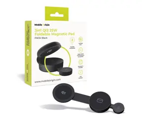 Mobile Origin PW34 3w1 Qi2 składana magnetyczna podkładka czarna / Ładowarka bezprzewodowa / 25W