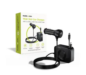 Mobile Origin CA23 5w1 75W / Ładowarka samochodowa / 2x USB-C / 1x USB-A / 2x kabel USB-C