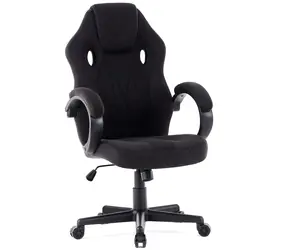 SENSE7 Prism czarny / Fotel gamingowy / materiałowy / regulowany / kółka / nośność 120 kg 