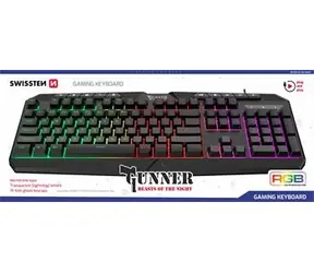 Swissten GUNNER czarny / Klawiatura gamingowa / Przewodowa / Układ amerykański / RGB