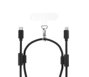 Smycz do telefonu Epico z kablem USB-C do USB-C 80-145 cm, czarna 