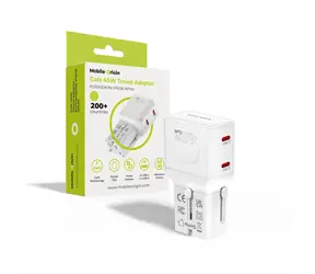 Mobile Origin PW26 Adapter podróżny GaN 45W biały / Ładowarka podróżna / EU/ USA / Wielka Brytania / Australia