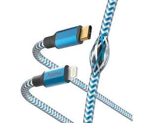 Kabel HAMA MFi USB-C Lightning odblaskowy do Apple niebieski / 1,5 m