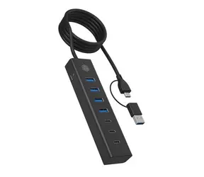 Icy Box IB-HUB1737-C3 czarny / koncentrator USB / 4X USB-A 3.2 Gen1 / 3x USB-C 3.2 Gen1 