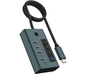 Icy Box IB-HUB1454-C31 zielony / hub USB / 4X USB-C 3.2 Gen2 / wyświetlacz