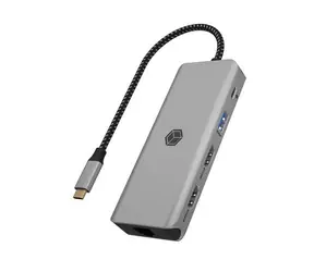 Icy Box IB-DK4012-CPD srebrny / stacja dokująca / PD 100W / 2x HDMI / 1x RJ-45 / 1x USB-A 2.0 / 2x USB-A 3.2 Gen1