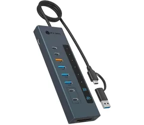Icy Box IB-HUB1742CR-C2PD niebieski / stacja dokująca / 3x USB-A 3.2 Gen1 / 1x USB-A 3.2 Gen2 / 5x USB-C 3.2 Gen2 