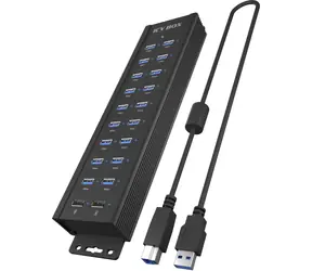 Icy Box IB-HUB 1720-U3 czarny / Hub USB / 18x USB-A 3.2 Gen1 / 2x 15W