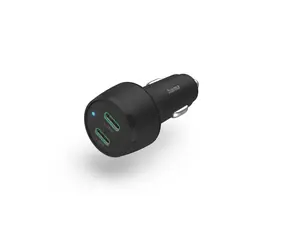Szybka ładowarka samochodowa USB HAMA czarna / 2x USB-C / 45 W