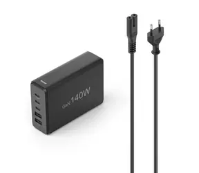 Stacja ładowania USB HAMA GaN czarna / 3x USB-C PD / 2x USB-A (1x QC) / 140 W