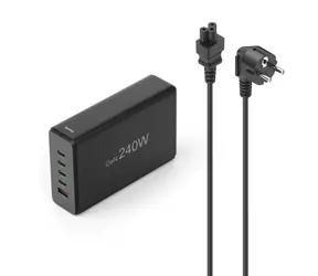 Stacja ładowania USB HAMA GaN czarna / 4X USB-C PD / 1x USB-A QC / 240 W