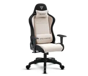SENSE7 Spellcaster FUKU czarno-beżowy / Fotel gamingowy / Materiał / Regulowany / Kółka / Nośność 150 kg 