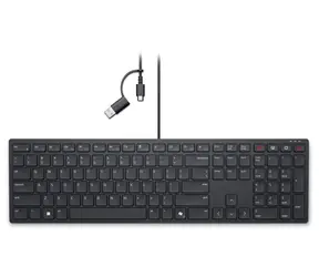 Rozpakowano - DELL KB525C czarny / klawiatura przewodowa / USB-A + USB-C / układ CZ / rozpakowano