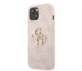 Rozpakowano - Metalowa tylna obudowa z Logo Guess PU 4G do Apple iPhone 13 w kolorze różowym / rozpakowano