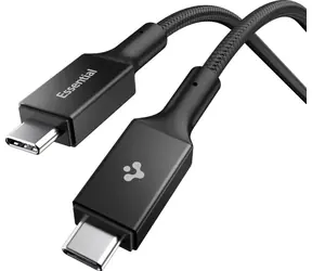 Kabel Spigen EB10015CC Essential USB C do USB C 100W 1,5 m czarny / USB 3.2 Gen1