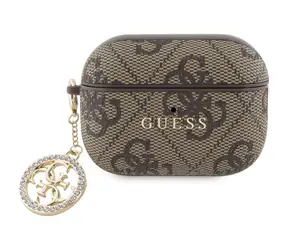 Guess 4G Script PC/PU z zawieszką do AirPods Pro 2, brązowe