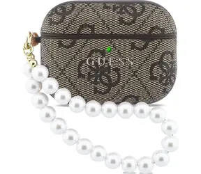 Guess PU 4G Classic Logo Pearl Strap do AirPods Pro 3, brązowe