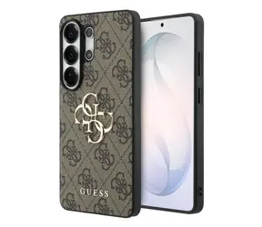 Guess PU 4G z metalowym Logo na tył do Samsung Galaxy S26 Ultra, brązowe
